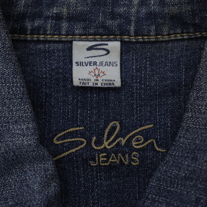 Y2K Ladies Silver Jeans Co. Dark Wash Denim Jacket Size M