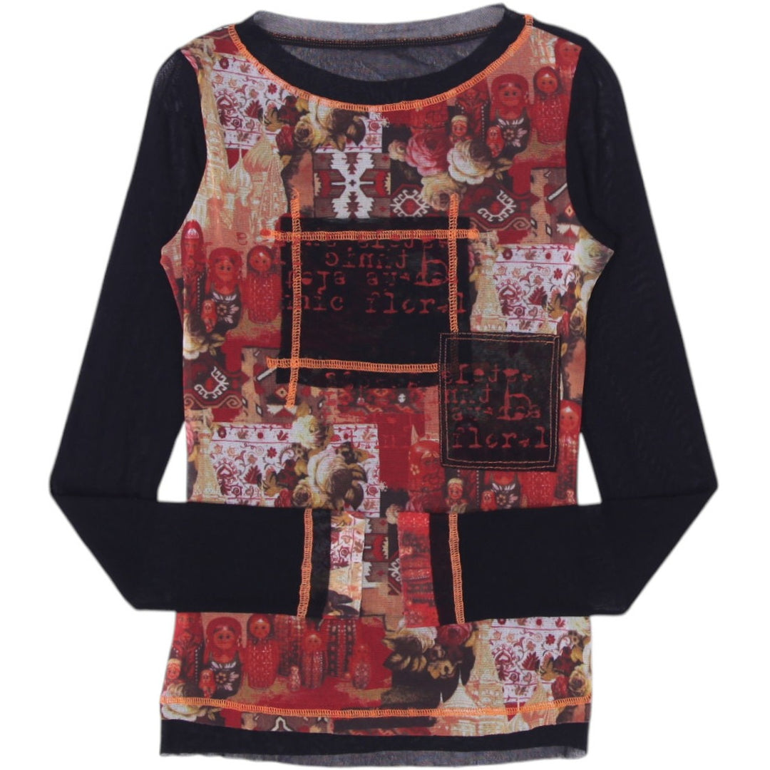 Y2K Graphic Print Long Sleeve Top Size XS | Migration_Y2K Tops | Fashion Rerun