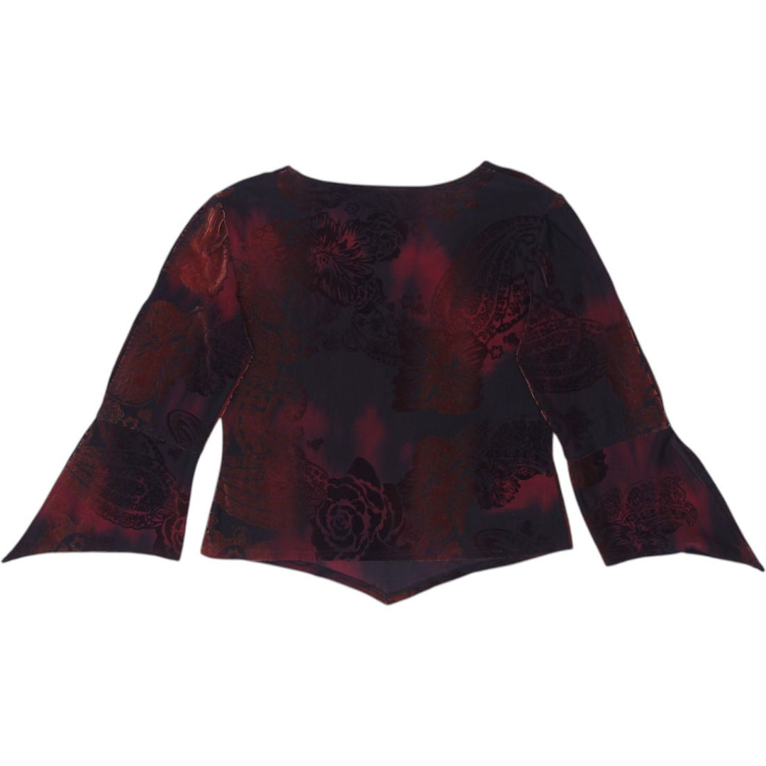 Y2K Ladies Cartise International V-Neck Long Sleeve Top L