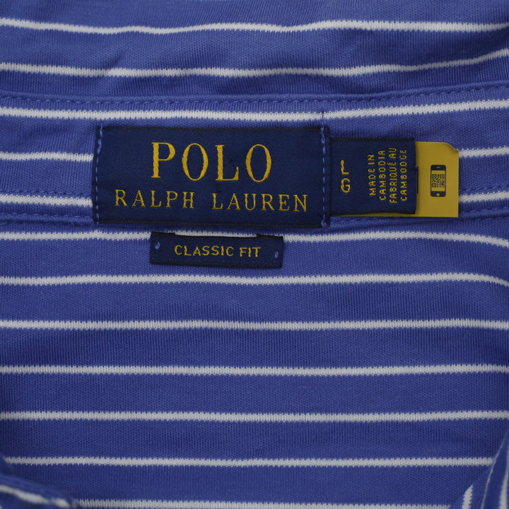 Mens Ralph Lauren Blue Striped Classic Fit Polo T-Shirt L | Migration_T-Shirts RL Collection - Back View | Fashion Rerun
