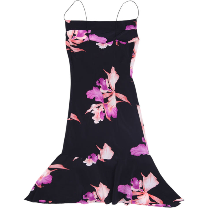 Y2K Ladies Beechers Brook Floral Orchid Slip Dress Mermaid Hem Long Dress Size M