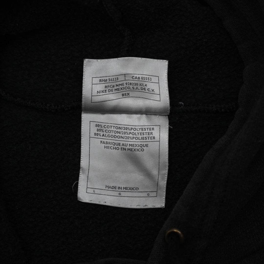 Vintage Nike Embroidered Center Swoosh Logo Black Pullover Hoodie Large | Migration_Hoodies - Detail View | Fashion Rerun