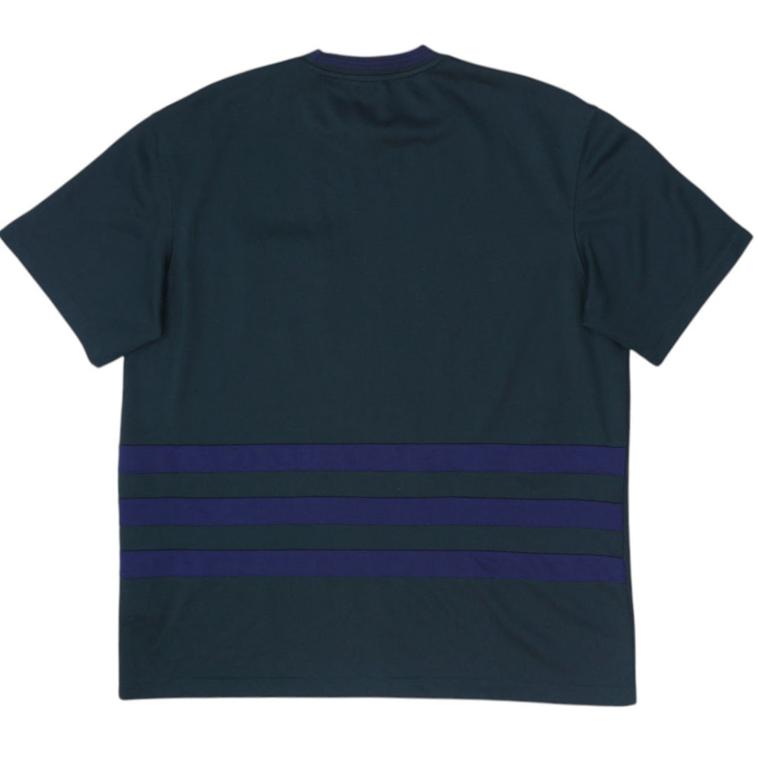 Mens Adidas Logo Pocket T-Shirt Green Striped Crew Neck Size L