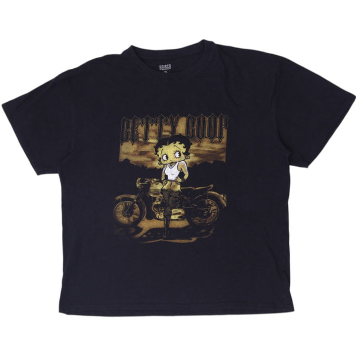 Mens Brisco Brands Betty Boop Motorcycle Biker Graphic T-Shirt Black Size XL