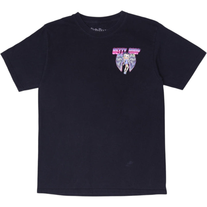 Mens Betty Boop Double Sided T-Shirt Black Angel Wings Born to Rise Size M