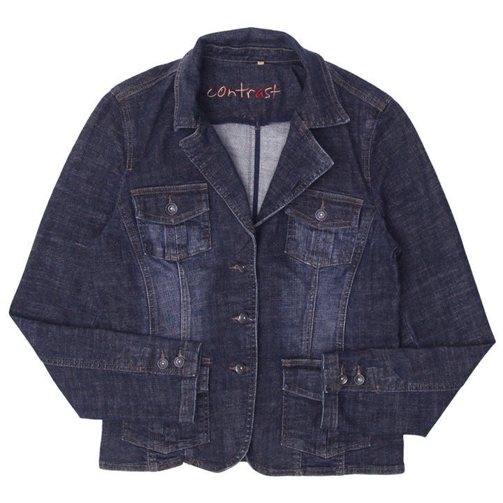 Y2K Ladies Contrast Button Down Stretch Denim Jacket