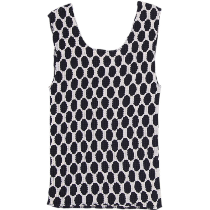 Y2K Ladies Nicola Black & White Oval Geometric Stretch Bubble Popcorn Tank Top M