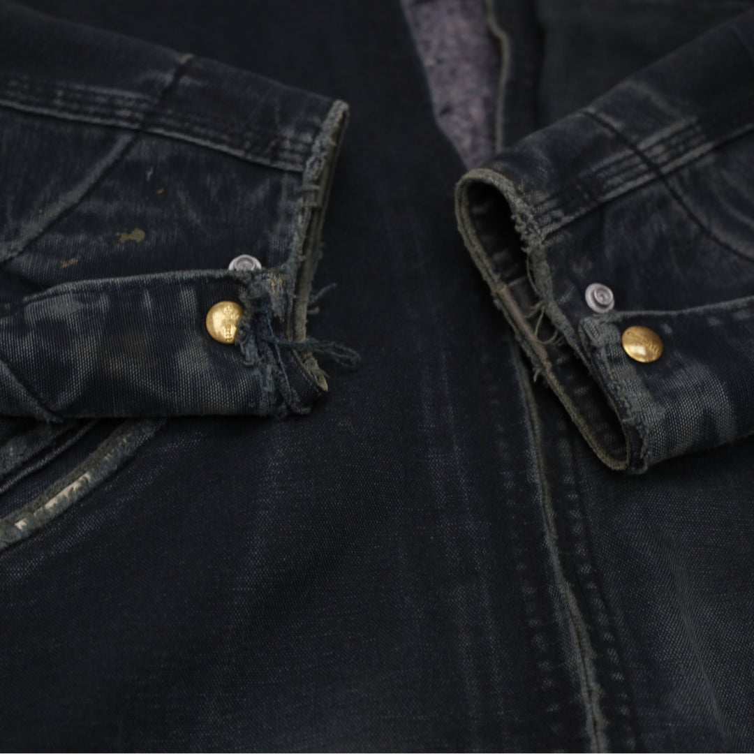 Vintage Carhartt J01 BLK Distressed Blanket Lined Detroit Jacket USA