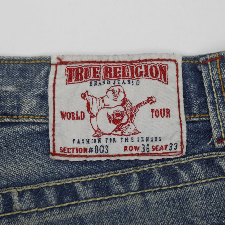 Y2K Mens True Religion Joey Flap Pocket Blue Denim Jeans Size 36x33