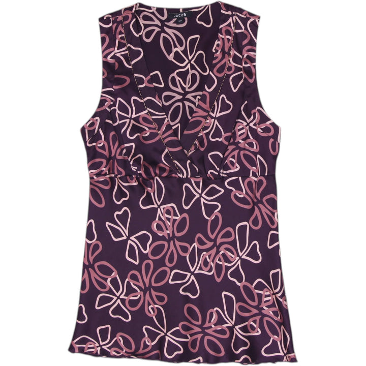 Y2K Ladies Jacob Sleeveless Top Purple Abstract Print Size S