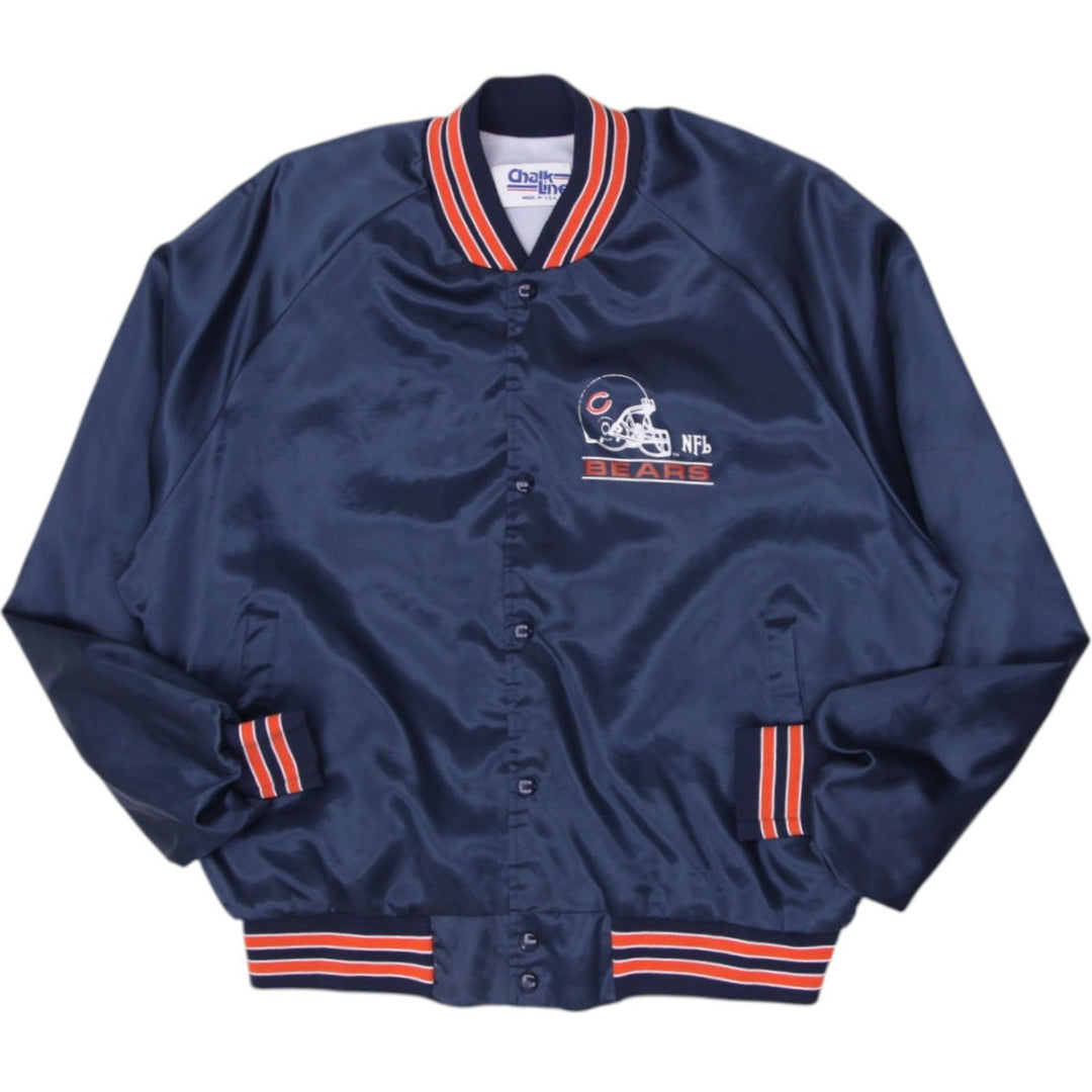 Vintage Chalk Line Chicago Bears Jacket Navy NFL Satin Bomber XL | Migration_Jackets | Fashion Rerun