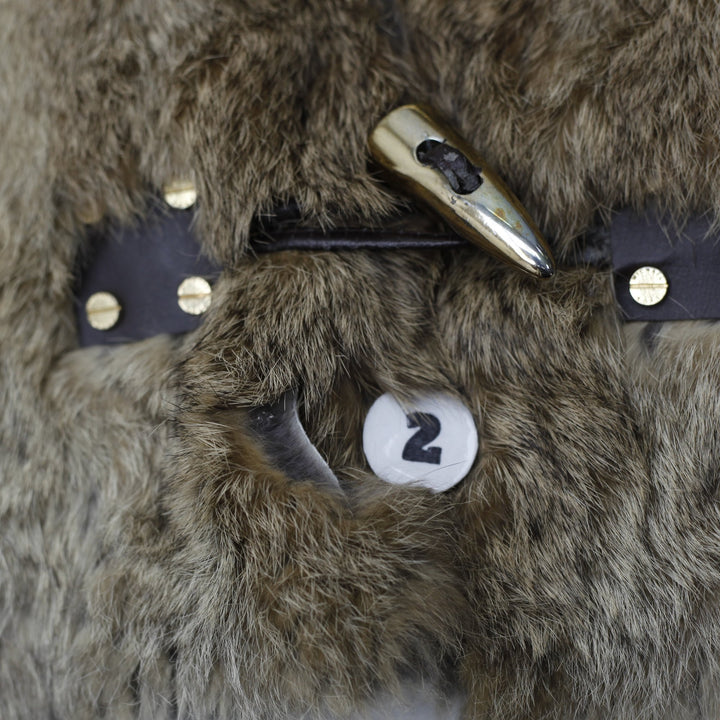 Michael Kors Luxury Real Rabbit Fur Vest L Brown Pieced Natural Toggle Closure