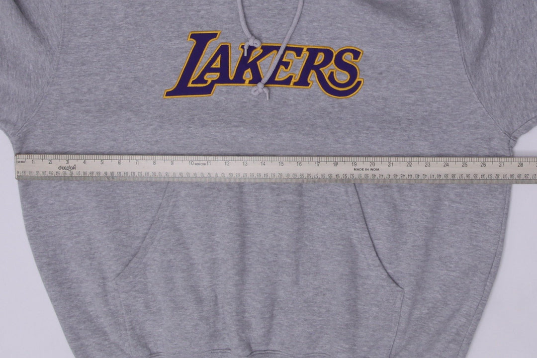 Vintage Mens Nike Lakers Hoodie Gray Sweatshirt Logo NBA Size XL