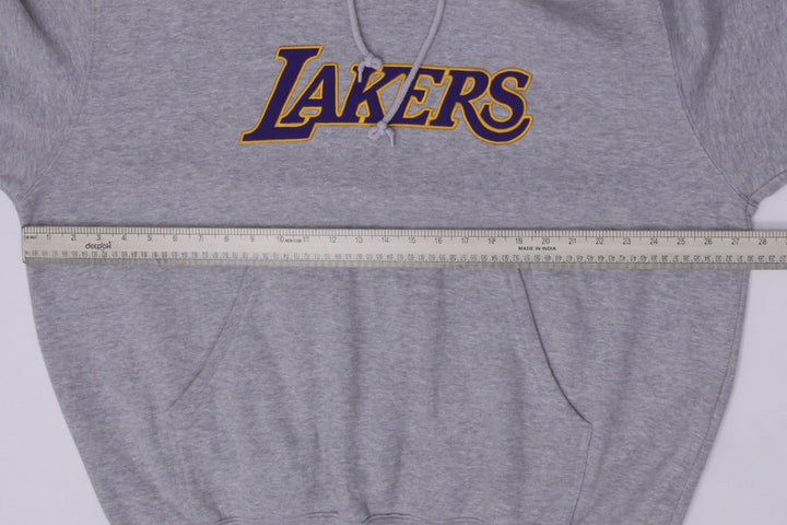 Vintage Mens Nike Lakers Hoodie Gray Sweatshirt Logo NBA Size XL