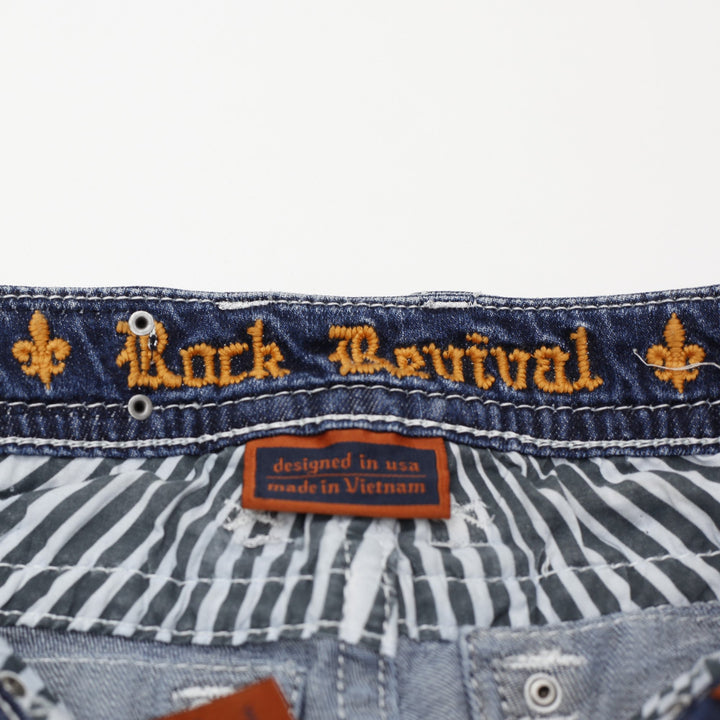 Y2K Ladies Rock Revival Sukara Bootcut Jeans Washed Blue Embellished