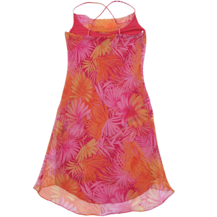 Y2K Ladies Alyn Paige Tropical Mesh Cowl Neck High-Low Dress