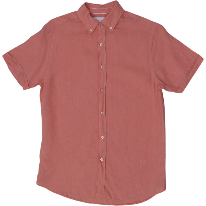 Y2K Mens Porter & Ash 100% Linen Short-Sleeve Button-Down Shirt Size S