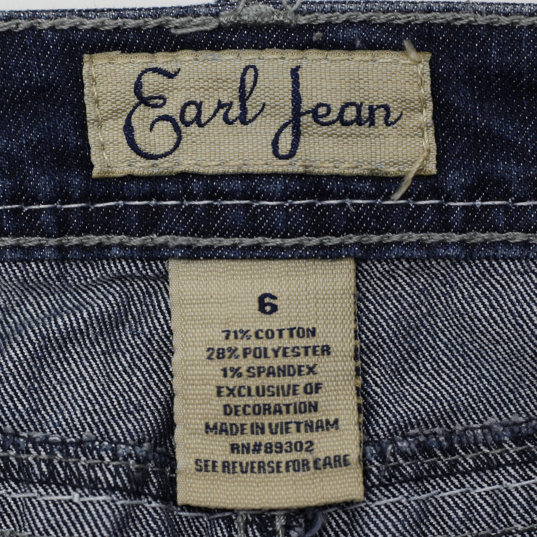 Y2K Ladies Earl Jean Denim Skirt Blue Embroidered Pockets