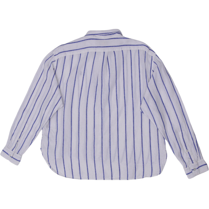 Ladies Polo Ralph Lauren 100% Linen Stripe Long Sleeve Button Down Shirt Size L