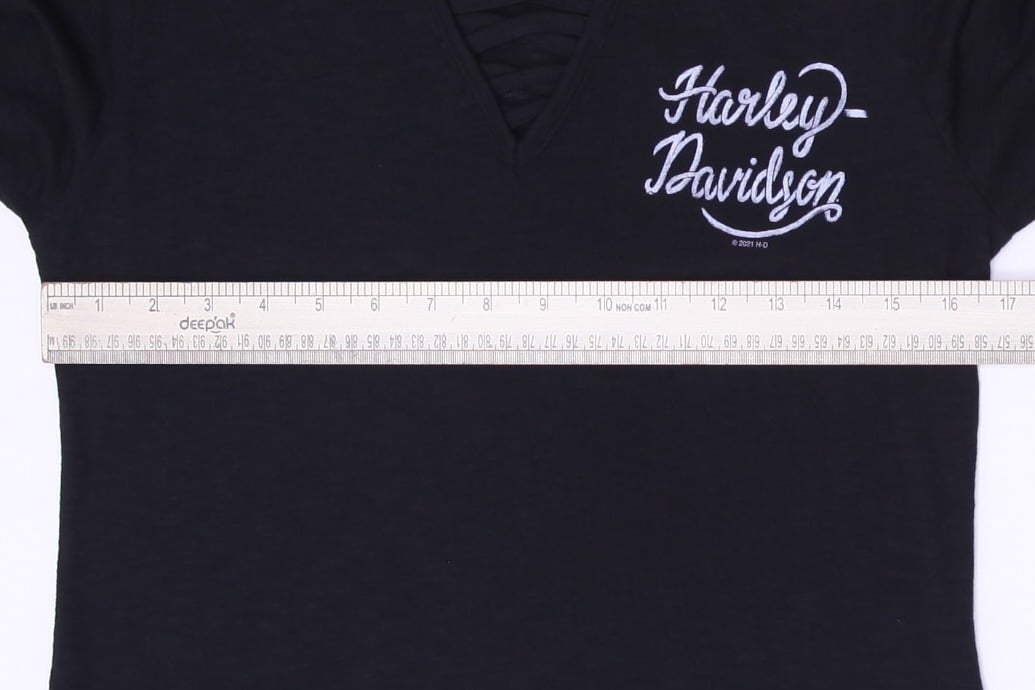 Ladies Harley Davidson Long Sleeve Top Black Graphic Tee