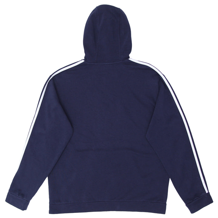 Mens Adidas White Stripes Navy Pullover Hoodie