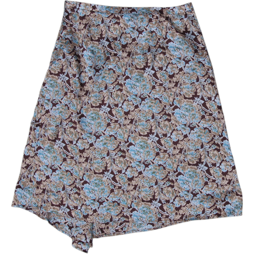 Y2K Ladies Smart Set Satin Floral Midi Skirt Size 7