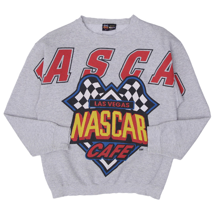 Vintage Nascar Las Vegas Café Crewneck Sweatshirt Size Medium Gray - Fashion Rerun Vintage Migration_Sweaters