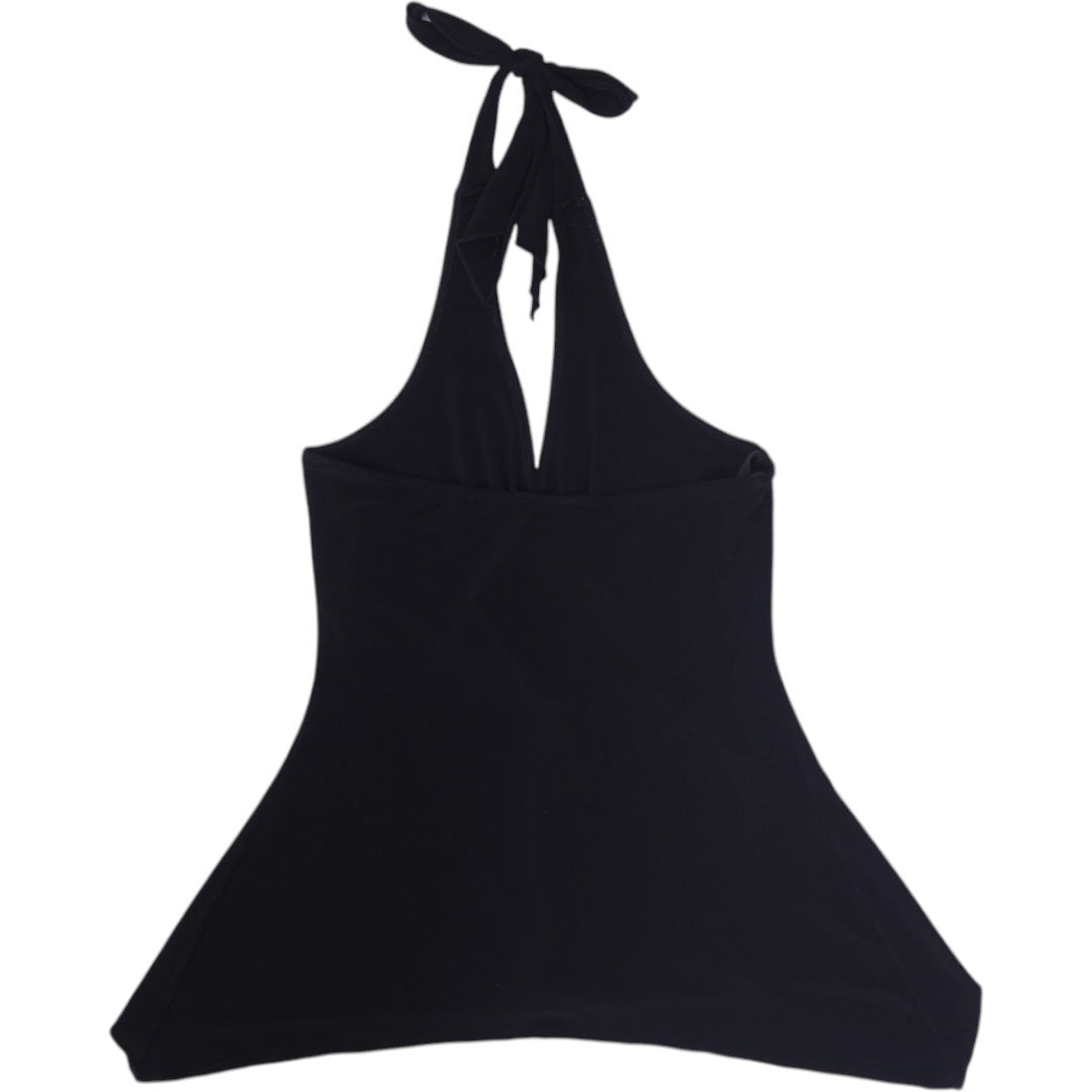Y2K Ladies Black Halter Top Sparkle Detailing Size M