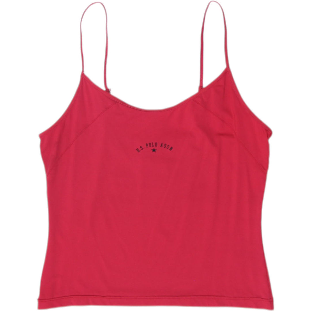 Y2K Ladies US Polo Assn Spaghetti Strap Cami Tank Top with Chest Graphic Logo