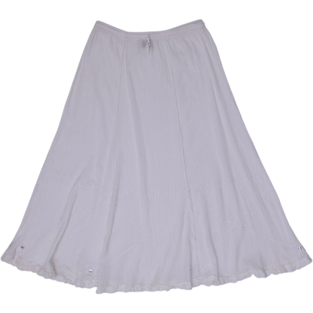 Y2K Ladies Cotton Embroidered Maxi Skirt Size L | Migration_Skirts | Fashion Rerun
