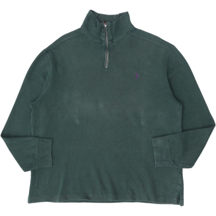 Vintage Mens Polo Ralph Lauren Sweater Green 1/4 Zip Cotton Size L | Migration_Jumper & Knitwear RL Collectio | Fashion Rerun