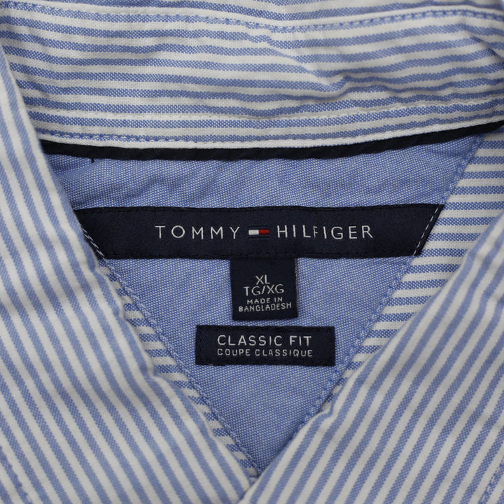Mens Tommy Hilfiger Classic Fit Short Sleeve Stripe Oxford Shirt Size Xl