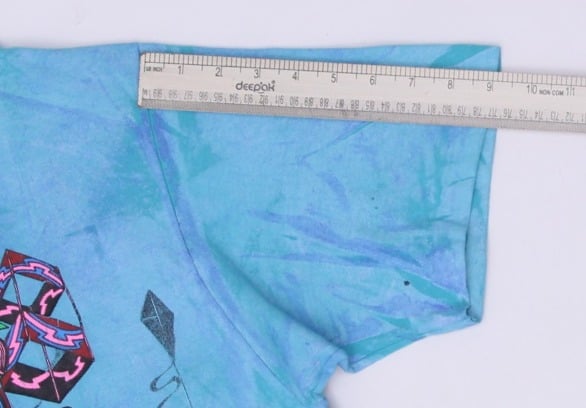 Vintage Mens Hanes Graphic T-Shirt Blue Tie Dye Kites Flying Art Single Stitch Size XL | Migration_T-Shirts - | Fashion Rerun