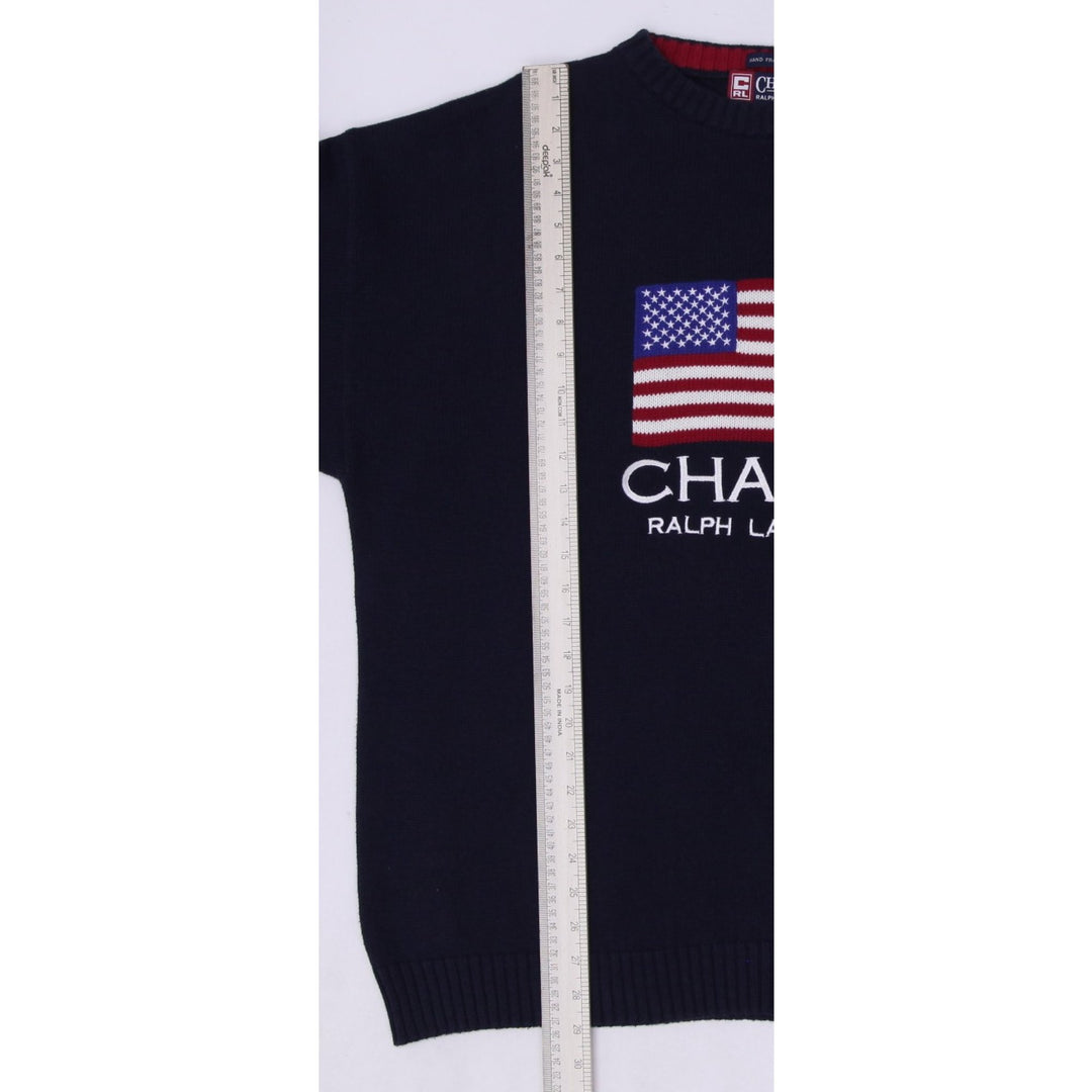 Vintage Chaps Ralph Lauren USA Flag Knitted Navy Sweater XL