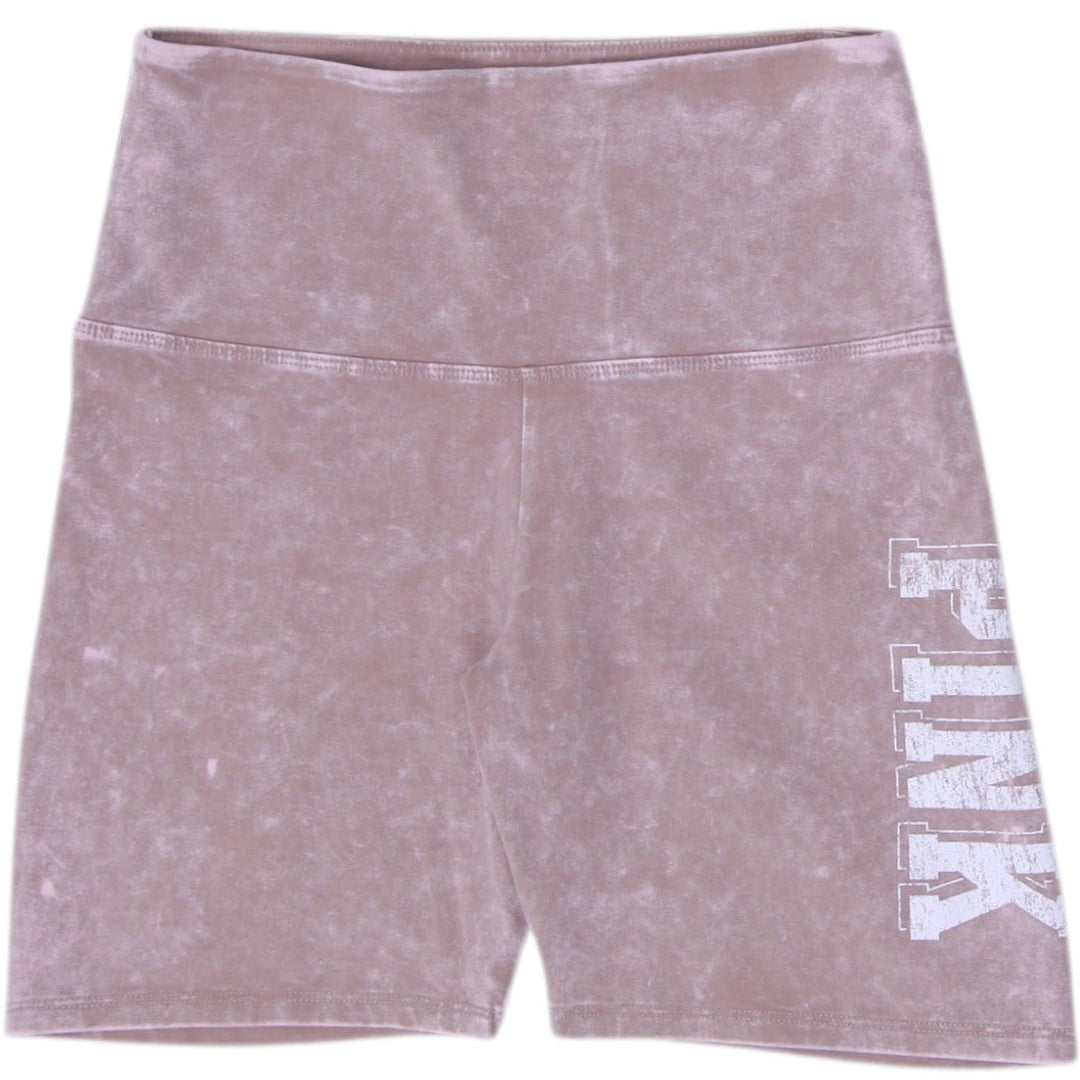 Ladies Pink Victoria's Secret High Waist Tight Shorts Mauve Taupe Washed Logo S