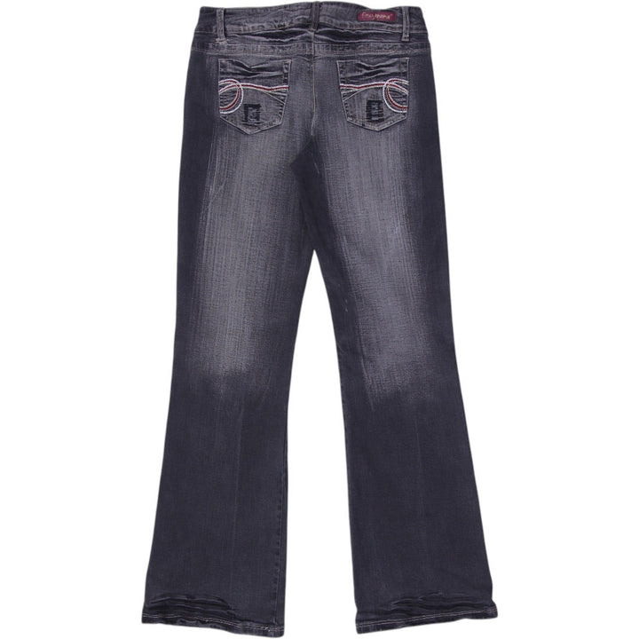 Y2K Ladies Distressed Straight Leg Jeans Denim Black Size 13 | Migration_Jeans & Pants - Side View | Fashion Rerun