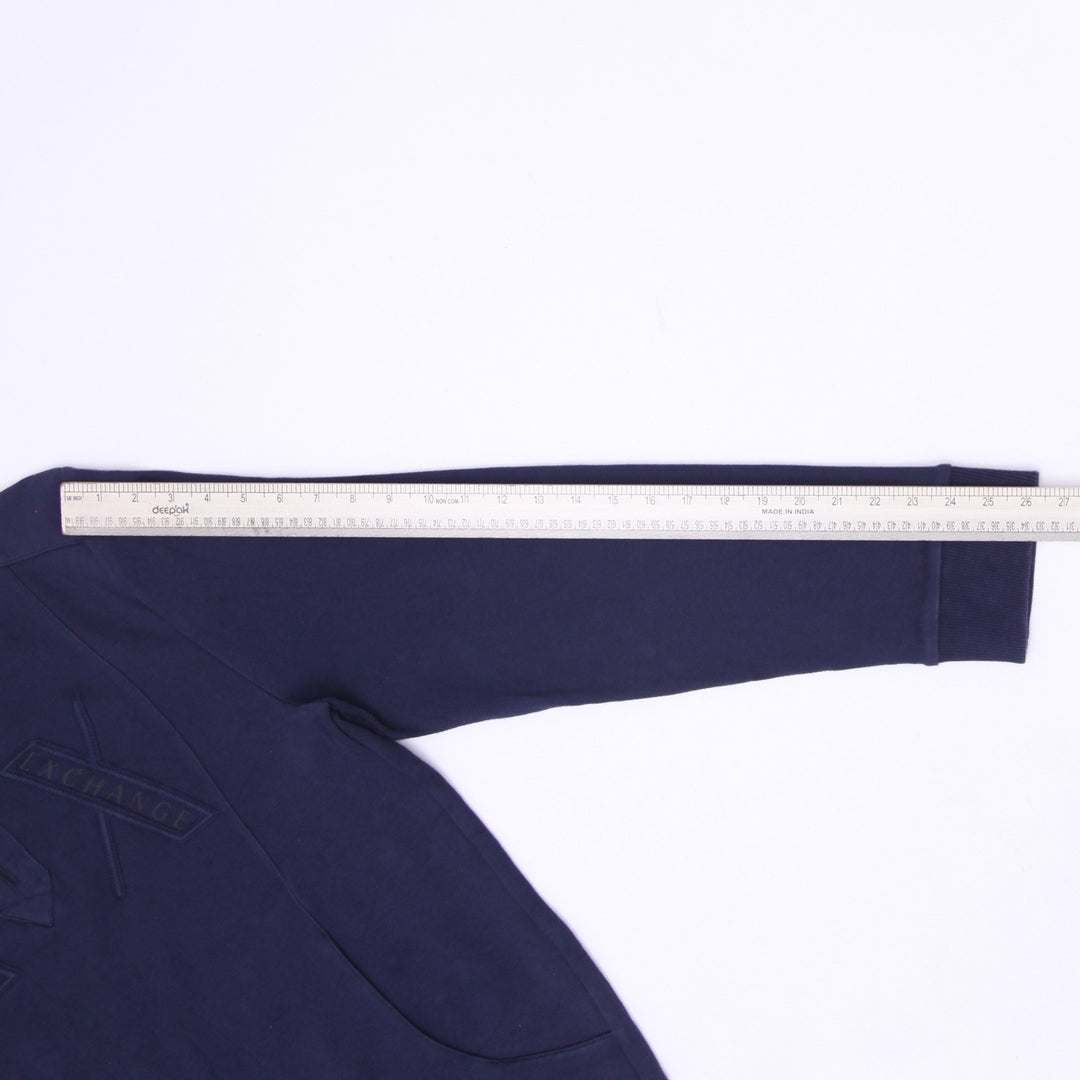 Armani Exchange Men's Navy Blue Quarter Zip Sweatshirt Embossed AX Logo Size L
