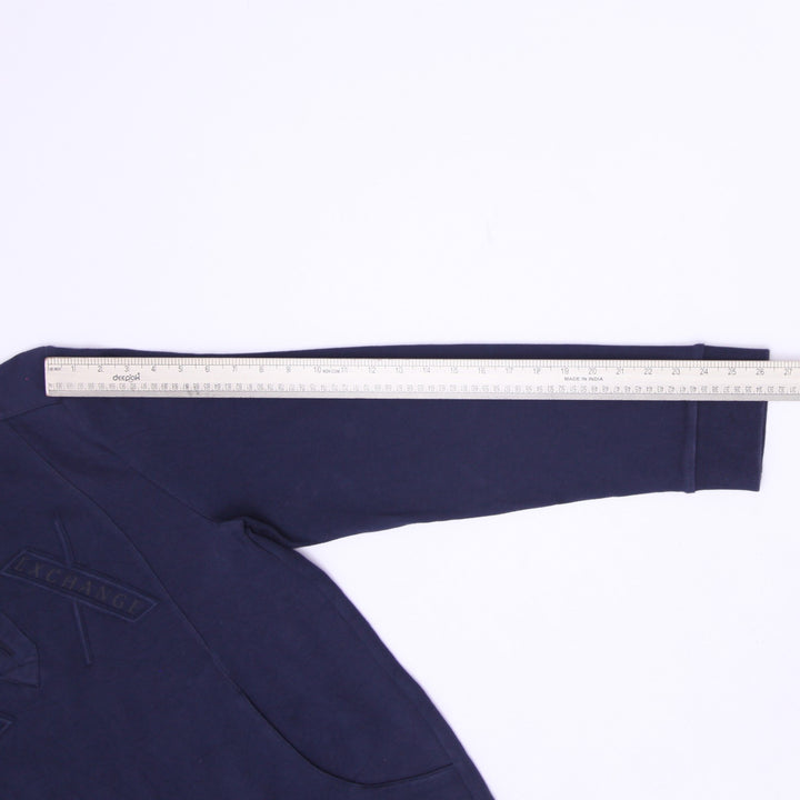 Armani Exchange Men's Navy Blue Quarter Zip Sweatshirt Embossed AX Logo Size L