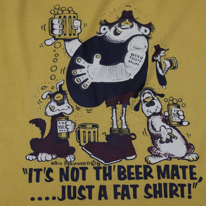 Vintage BVD T-Shirt Yellow Graphic Ken Maynard Beer Print Size 18 | Migration_T-Shirts - Detail View | Fashion Rerun