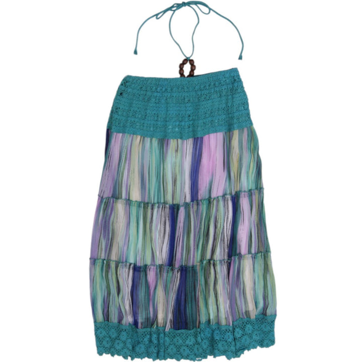 Y2K Ladies Papillon Watercolor Stripe Convertible Halter Dress