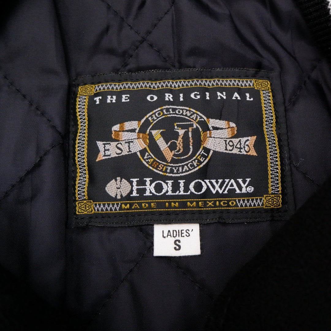 Vintage Womens Holloway Varsity Jacket Black Embroidered Plymouth South