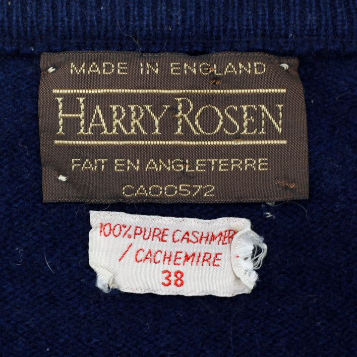 Vintage Mens Made In England Harry Rosen 100% Cashmere V-Neck Sweater