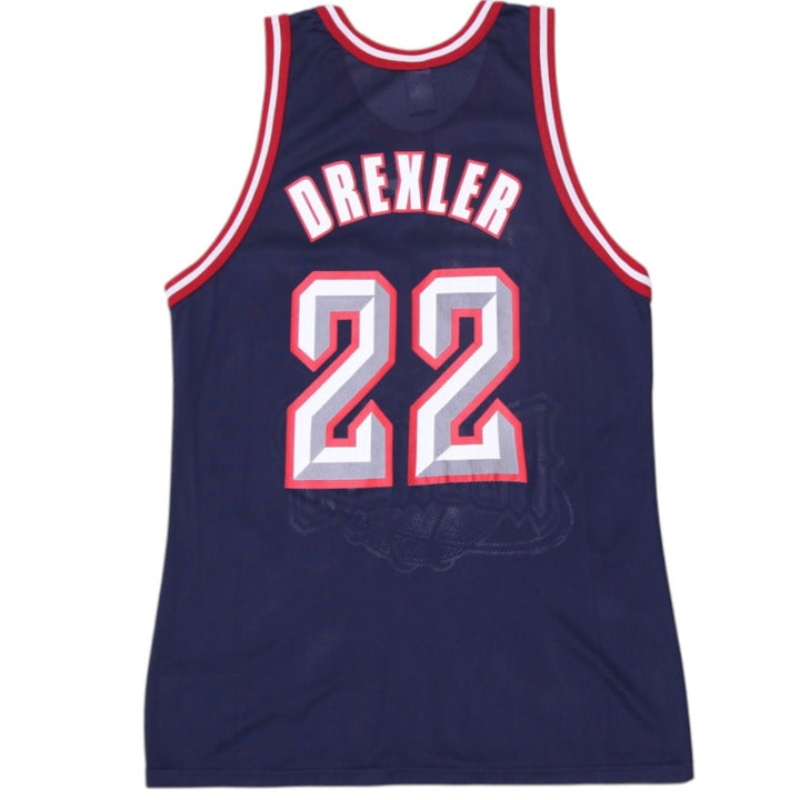 Vintage 90s Houston Rockets Clyde Drexler Champion Basketball Jersey Made in USA | Migration_Jerseys - Side V | Fashion Rerun