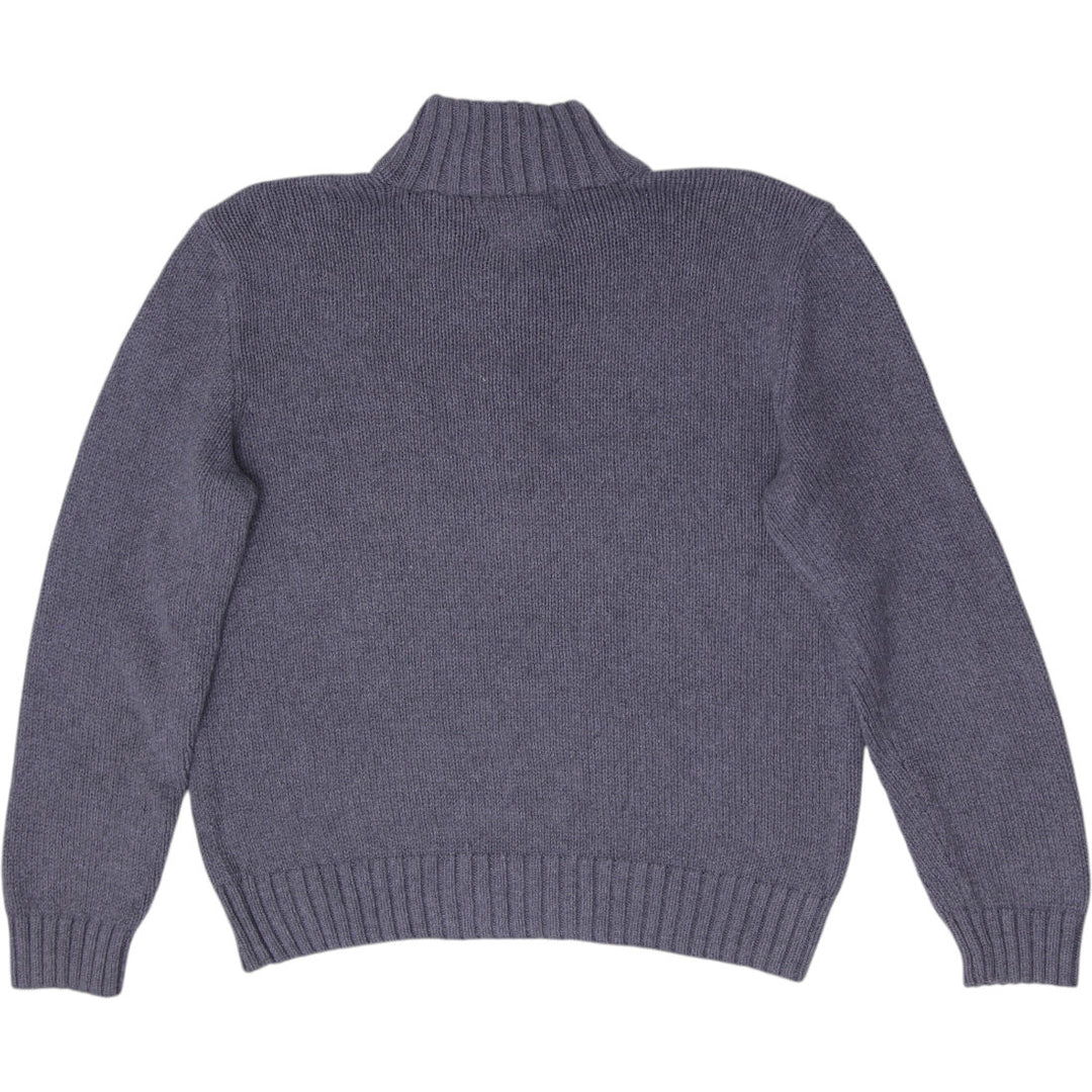Mens Polo Ralph Lauren Quarter Zip Knit Sweater Gray Embroidered Pony