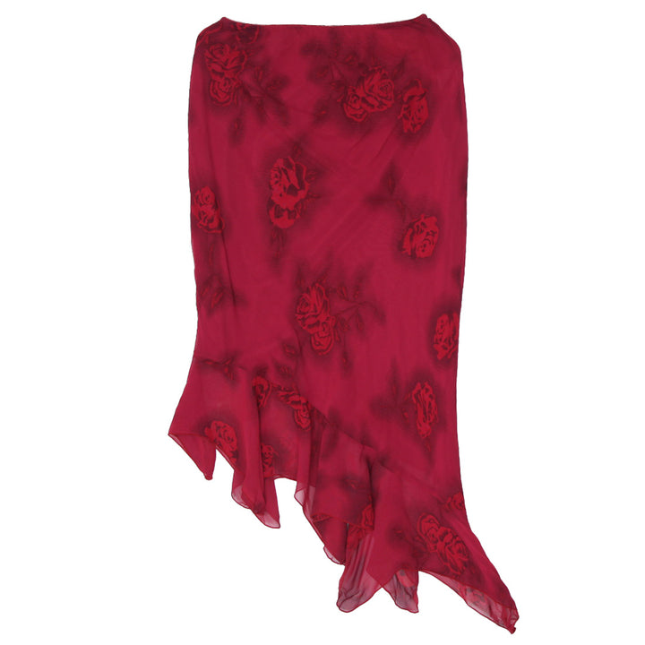 Y2K Ladies Blue Emotion Red Floral Skirt