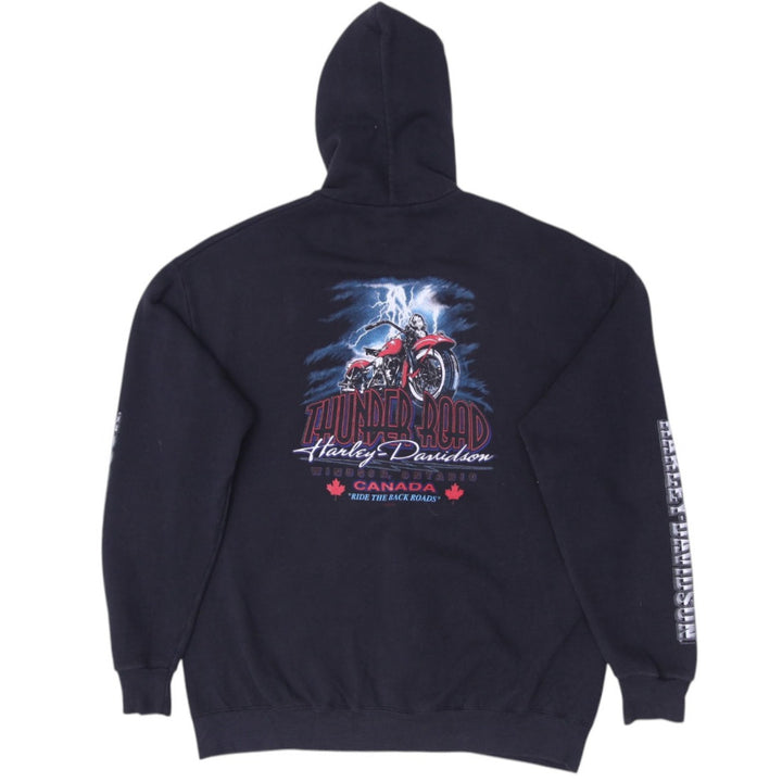 Vintage Mens Harley Davidson Hoodie Black Full Zip Thunder Road XL | Migration_Hoodies - Side View | Fashion Rerun
