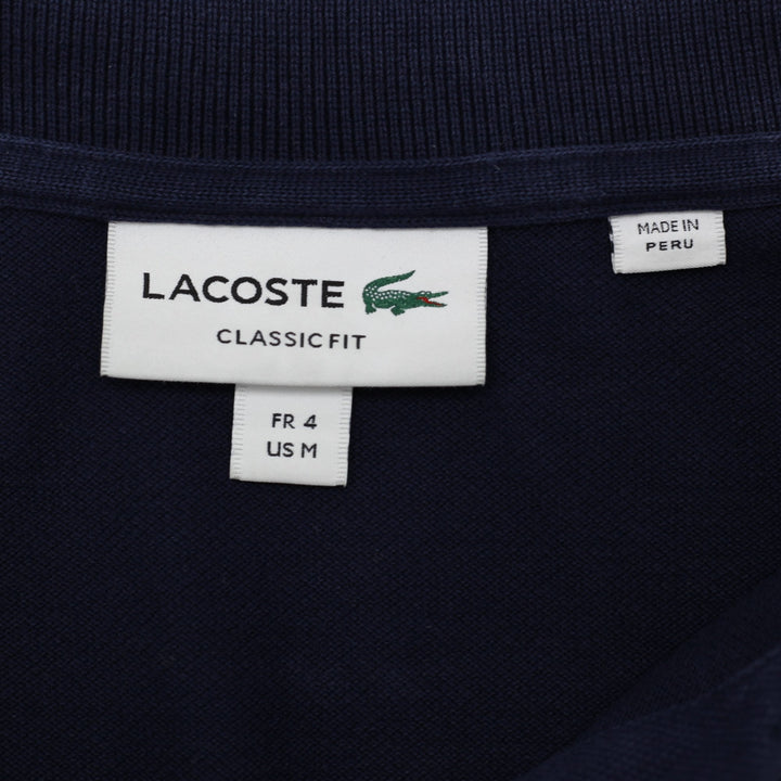 Mens Lacoste Classic Fit Long Sleeve Polo T-Shirt Navy Blue Size M