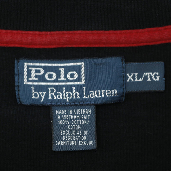 Vintage Mens Polo Ralph Lauren Sweater Black 1/4 Zip Logo Size XL | Migration_Jumper & Knitwear RL Collection | Fashion Rerun