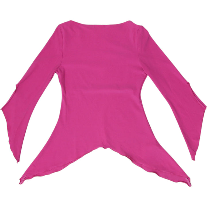 Y2K Ladies Suzy Magenta Asymmetrical Bell Sleeve Top Fairycore Tunic