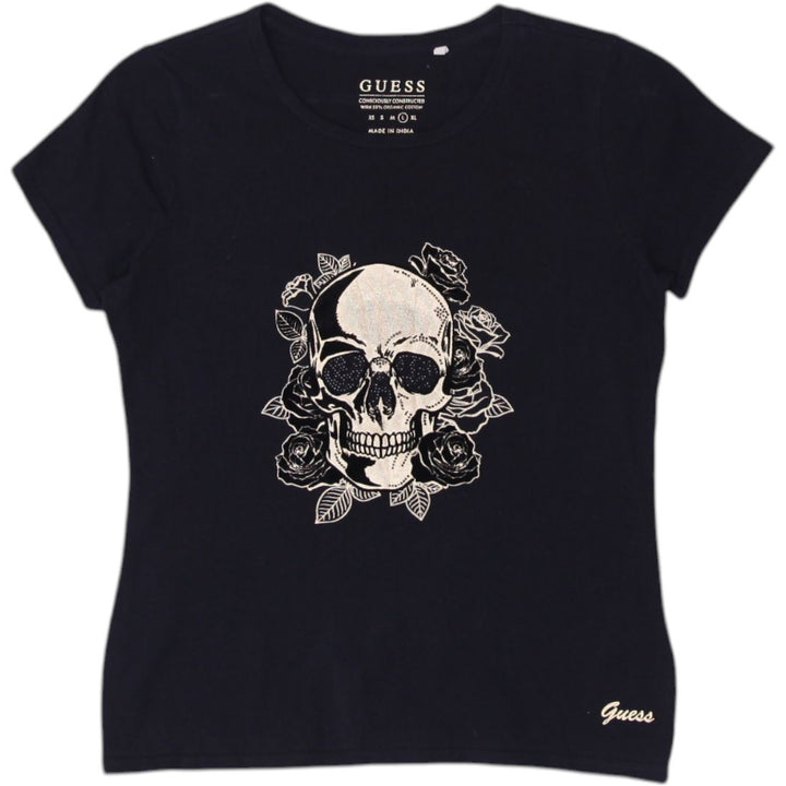 Y2K Ladies Guess Black Skull Graphic T-Shirt | Migration_Y2K Tops | Fashion Rerun